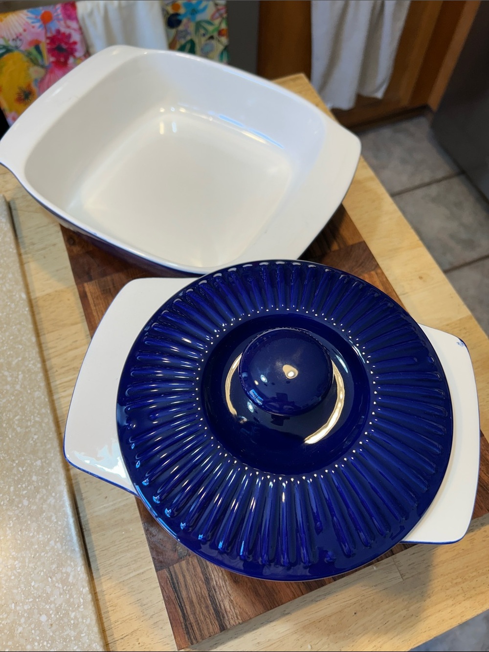Roshco cobalt Blue Ceramic Casserole Dish Cookware and small casserole dish - Picture 4 of 15